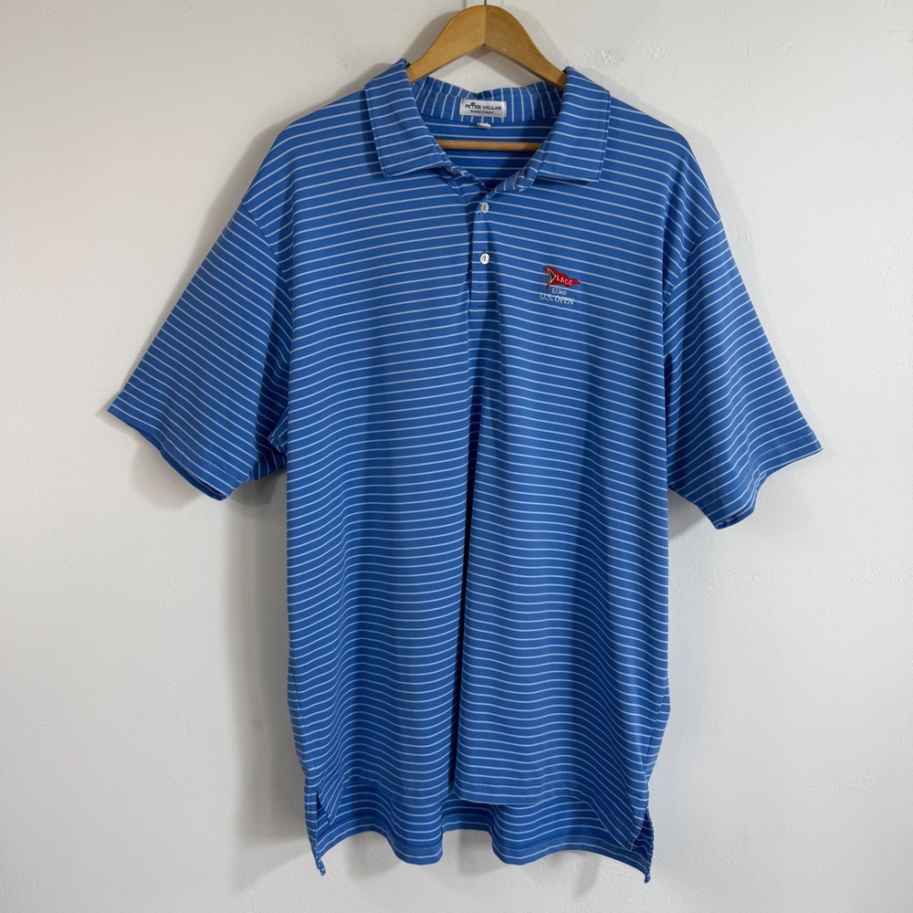 Peter Millar 123rd US Open LACC Golf Polo XXL Summer Comfort Blue Performance